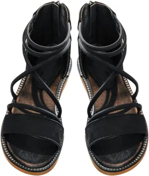 Kids Little Girls Wedge Flatform Toddler Open Toe Gladiator Strappy Sandal Low Heels Shoe With Zipper