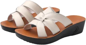 Ladies Platform Sandals - Casual Fashion Wedge Summer Beach Shoes - Comfortable Lightweight Slippers - Z Shape Ladies Rhinestone Wedge Sandals