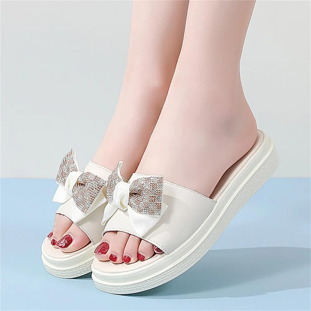 Ladies Platform Sandals - Casual Fashion Wedge Summer Beach Shoes - Comfortable Lightweight Slippers - Z Shape Ladies Rhinestone Wedge Sandals
