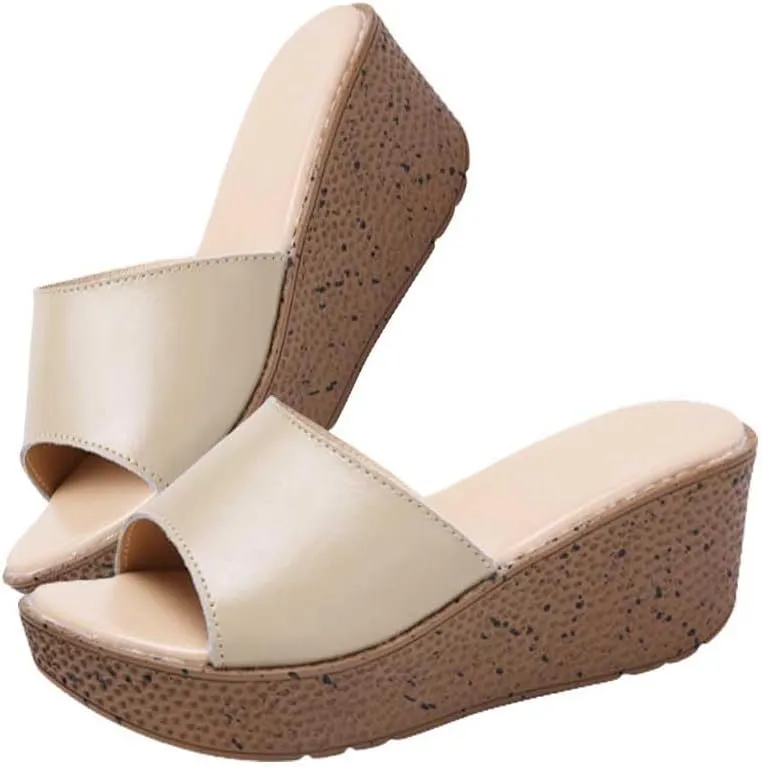 Ladies Platform Sandals - Casual Fashion Wedge Summer Beach Shoes - Comfortable Lightweight Slippers - Z Shape Ladies Rhinestone Wedge Sandals