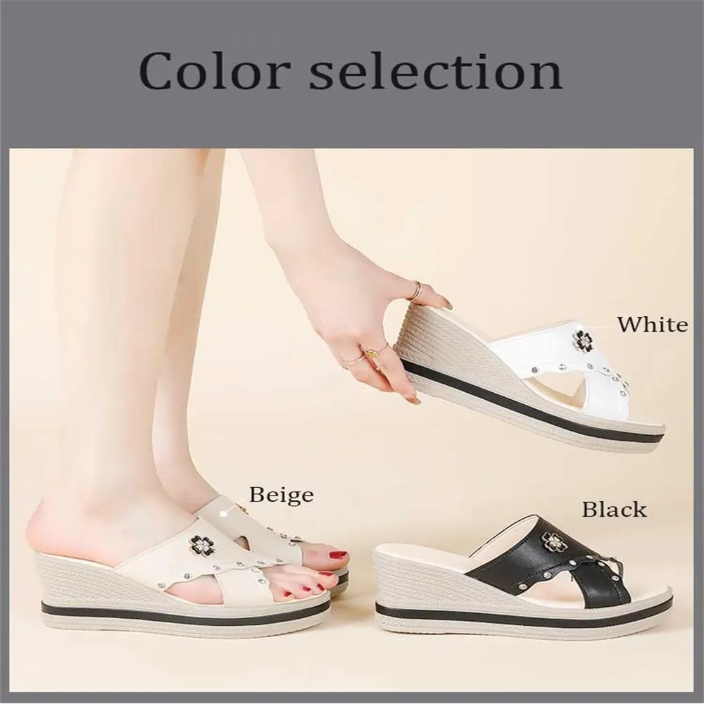 Ladies Platform Sandals - Casual Fashion Wedge Summer Beach Shoes - Comfortable Lightweight Slippers - Z Shape Ladies Rhinestone Wedge Sandals