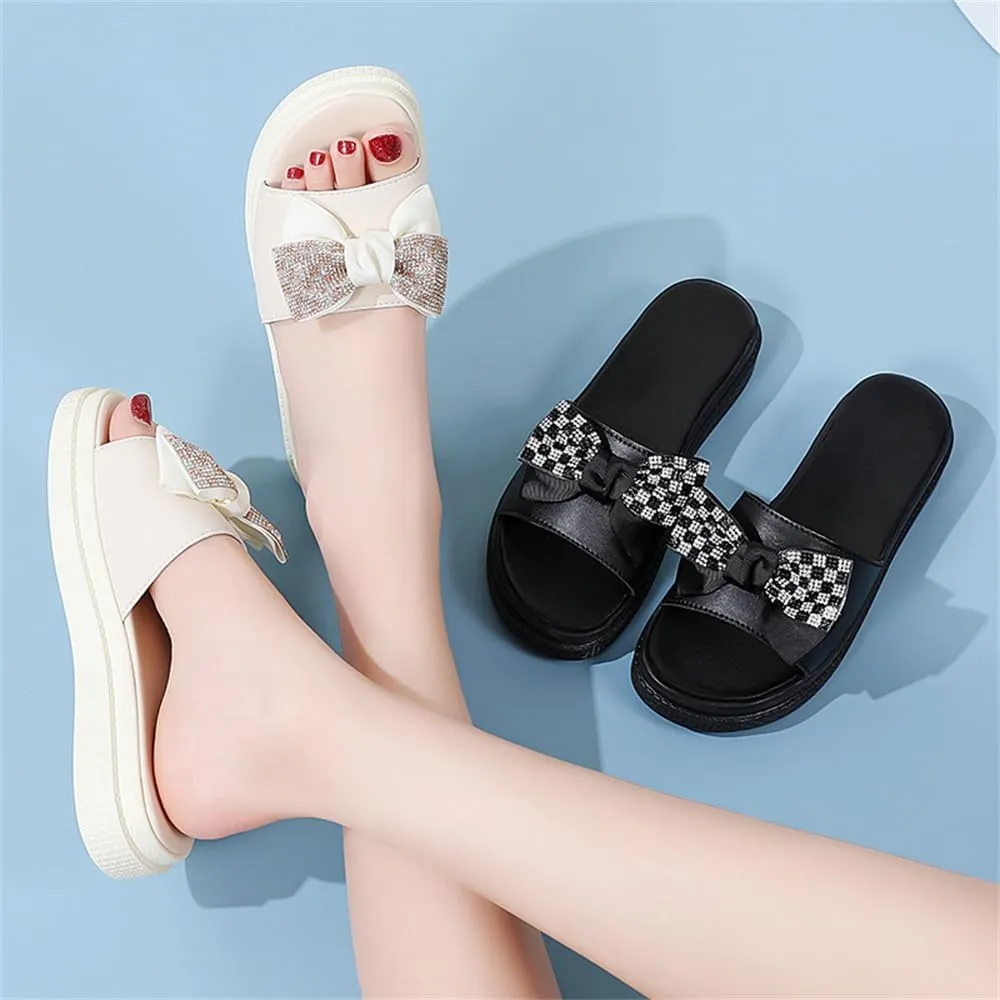 Ladies Platform Sandals - Casual Fashion Wedge Summer Beach Shoes - Comfortable Lightweight Slippers - Z Shape Ladies Rhinestone Wedge Sandals