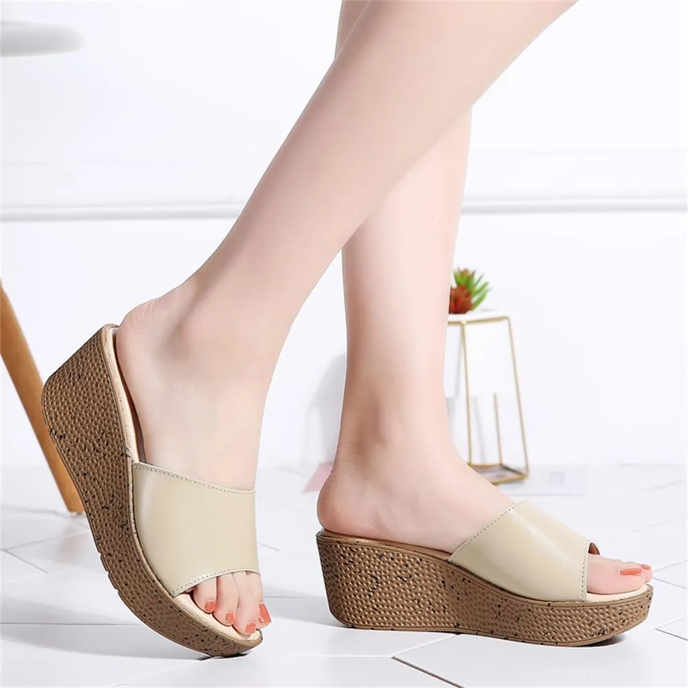 Ladies Platform Sandals - Casual Fashion Wedge Summer Beach Shoes - Comfortable Lightweight Slippers - Z Shape Ladies Rhinestone Wedge Sandals