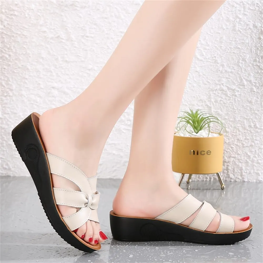 Ladies Platform Sandals - Casual Fashion Wedge Summer Beach Shoes - Comfortable Lightweight Slippers - Z Shape Ladies Rhinestone Wedge Sandals