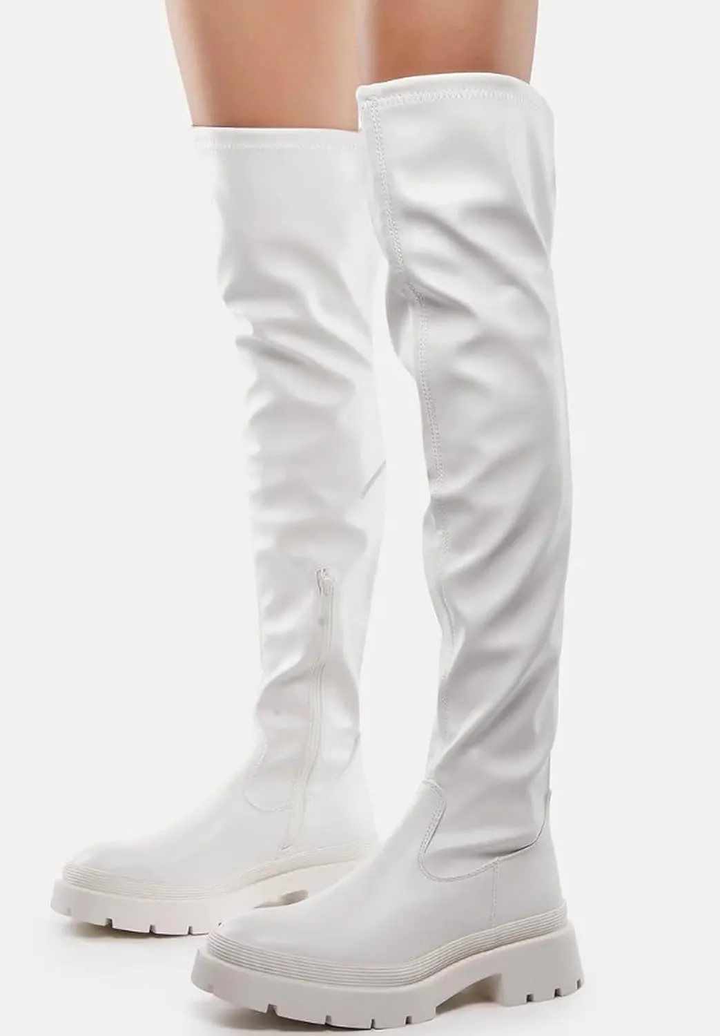 Liliana Women's Over The Knee Thigh High Boots Long Stretch Chunky Lug Sole Fall Boots