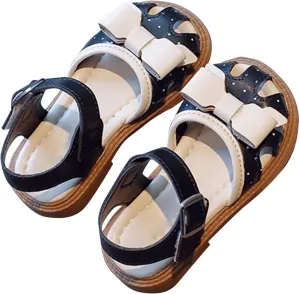 Little Girl Hollowed Out Princess Shoes Baby Summer Baotou Soft Soled Beach Shoes Bow Adjustable Size Sandals for Kids