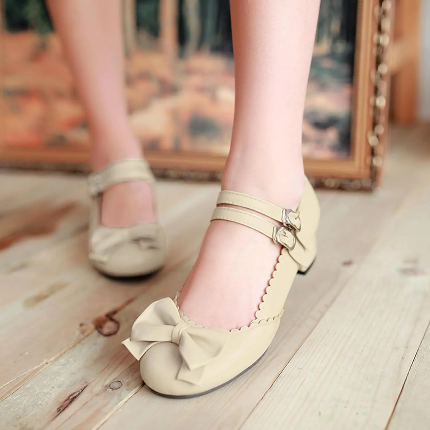 Lovely Bowknot Ankle Strap Mary Jane Princess Shoes