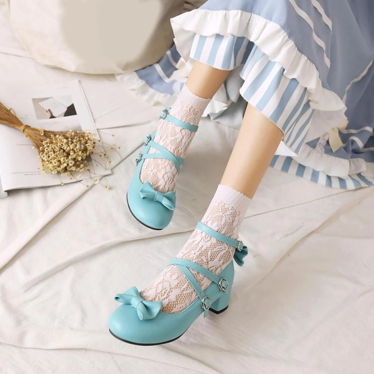 Lovely Bowknot Ankle Strap Mary Jane Princess Shoes