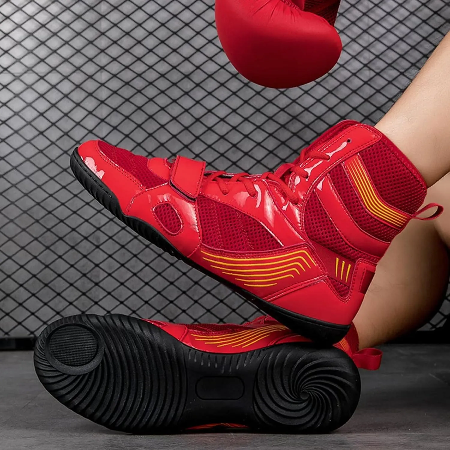 Men's Wrestling Boxing Shoes Breathable Wrestling Shoes Training Shoe for Adult Non Slip Fitness Sneakers High Top Fitness Sneakers