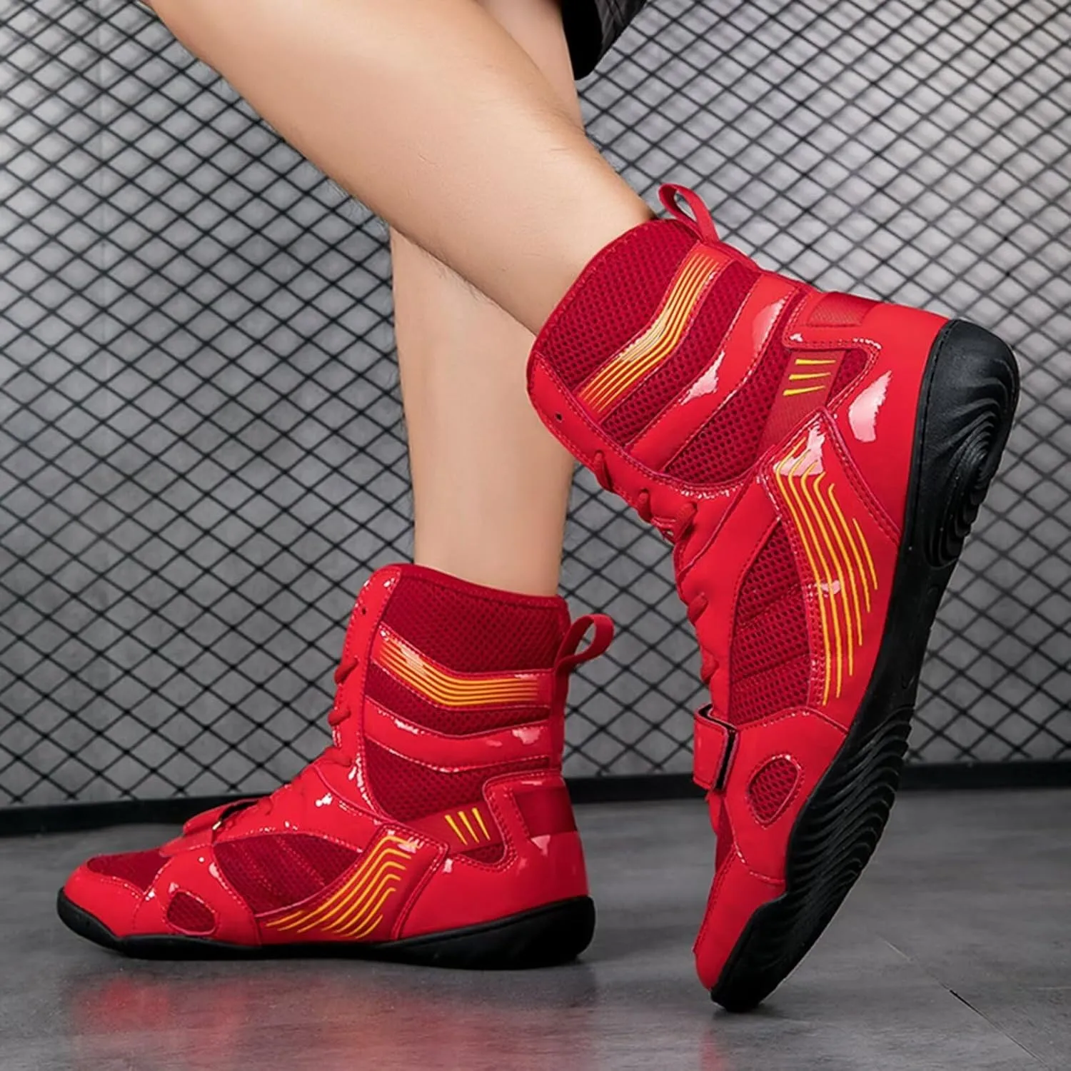Men's Wrestling Boxing Shoes Breathable Wrestling Shoes Training Shoe for Adult Non Slip Fitness Sneakers High Top Fitness Sneakers