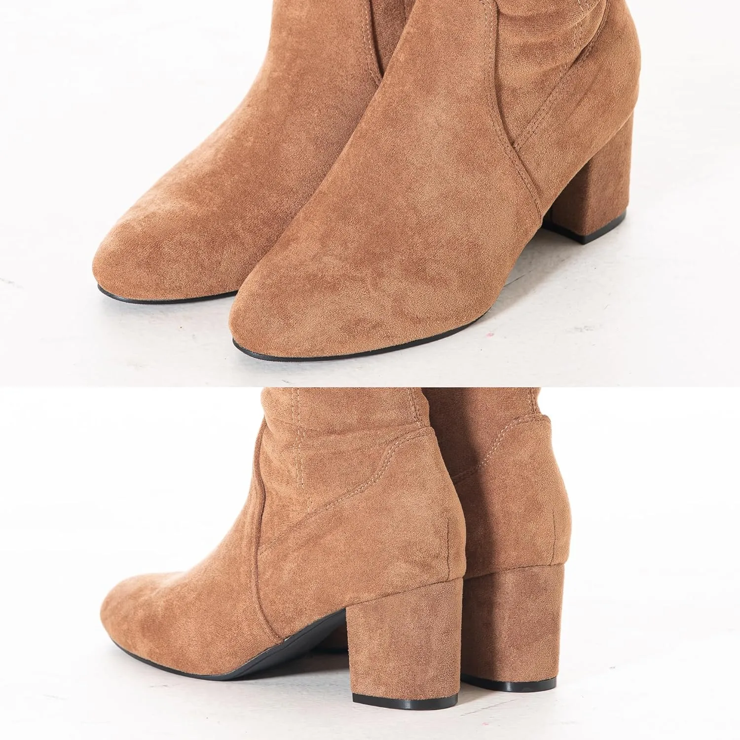 N.N.G Women Over the Knee Boots Thigh High Suede Black Block Low 2 Inch Heel Chunky Above Knee Winter Pointed toe