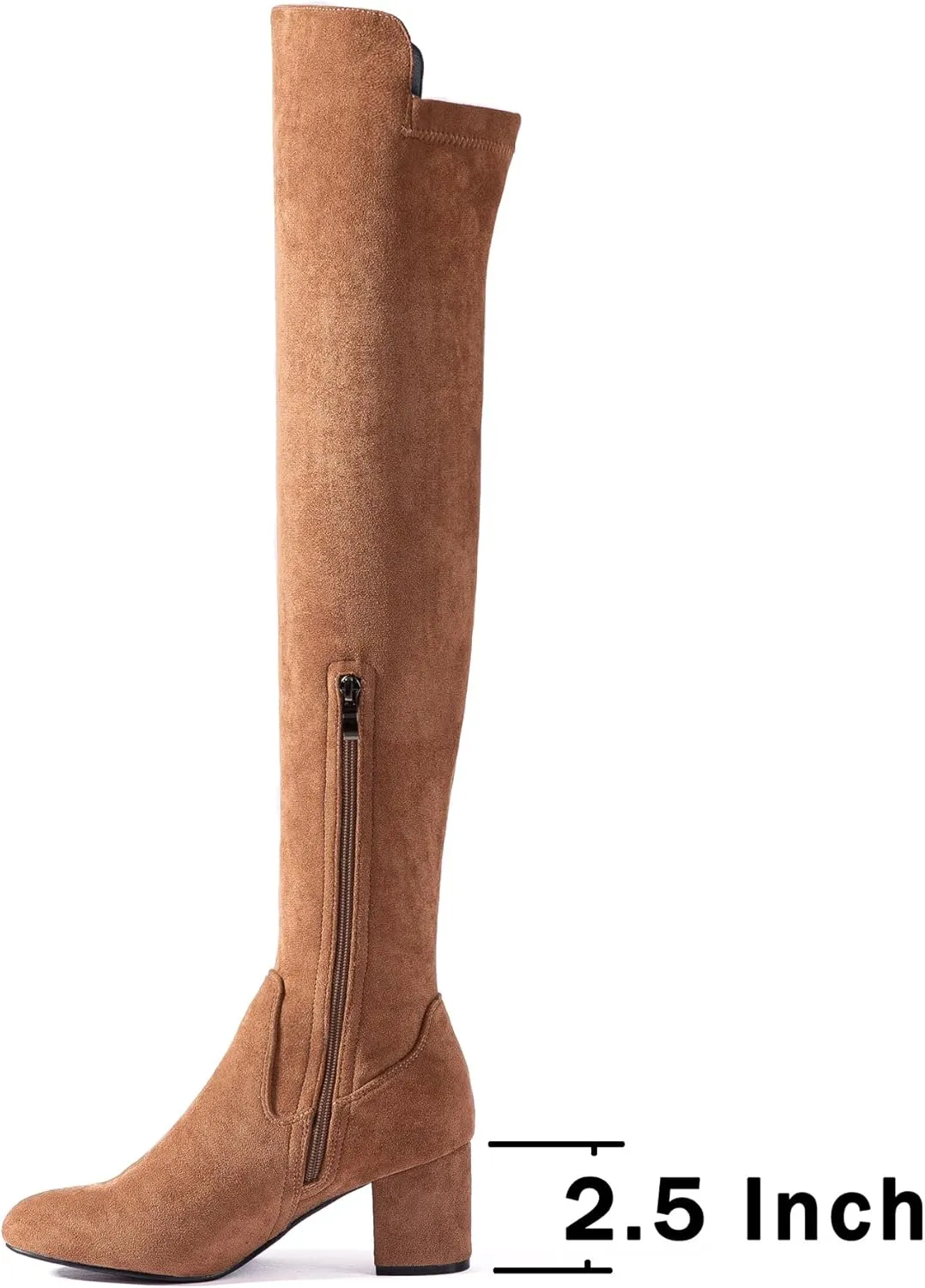 N.N.G Women Over the Knee Boots Thigh High Suede Black Block Low 2 Inch Heel Chunky Above Knee Winter Pointed toe