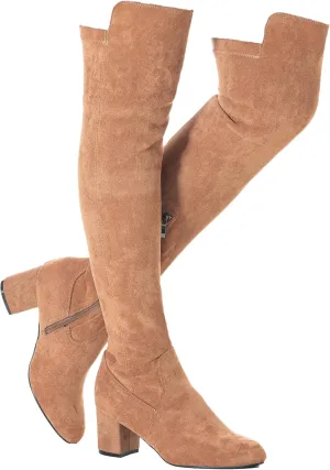 N.N.G Women Over the Knee Boots Thigh High Suede Black Block Low 2 Inch Heel Chunky Above Knee Winter Pointed toe