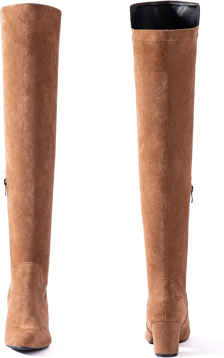 N.N.G Women Over the Knee Boots Thigh High Suede Black Block Low 2 Inch Heel Chunky Above Knee Winter Pointed toe