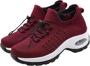 Orthopedic Sneakers for Women Men Adjustable Elastic Strap Trainers Shoes,Lightweight Breathable Damping Air Cushion Sneakers Non-Slip Platform Waterproof Comfort Soles Sports Shoes with Arch Support