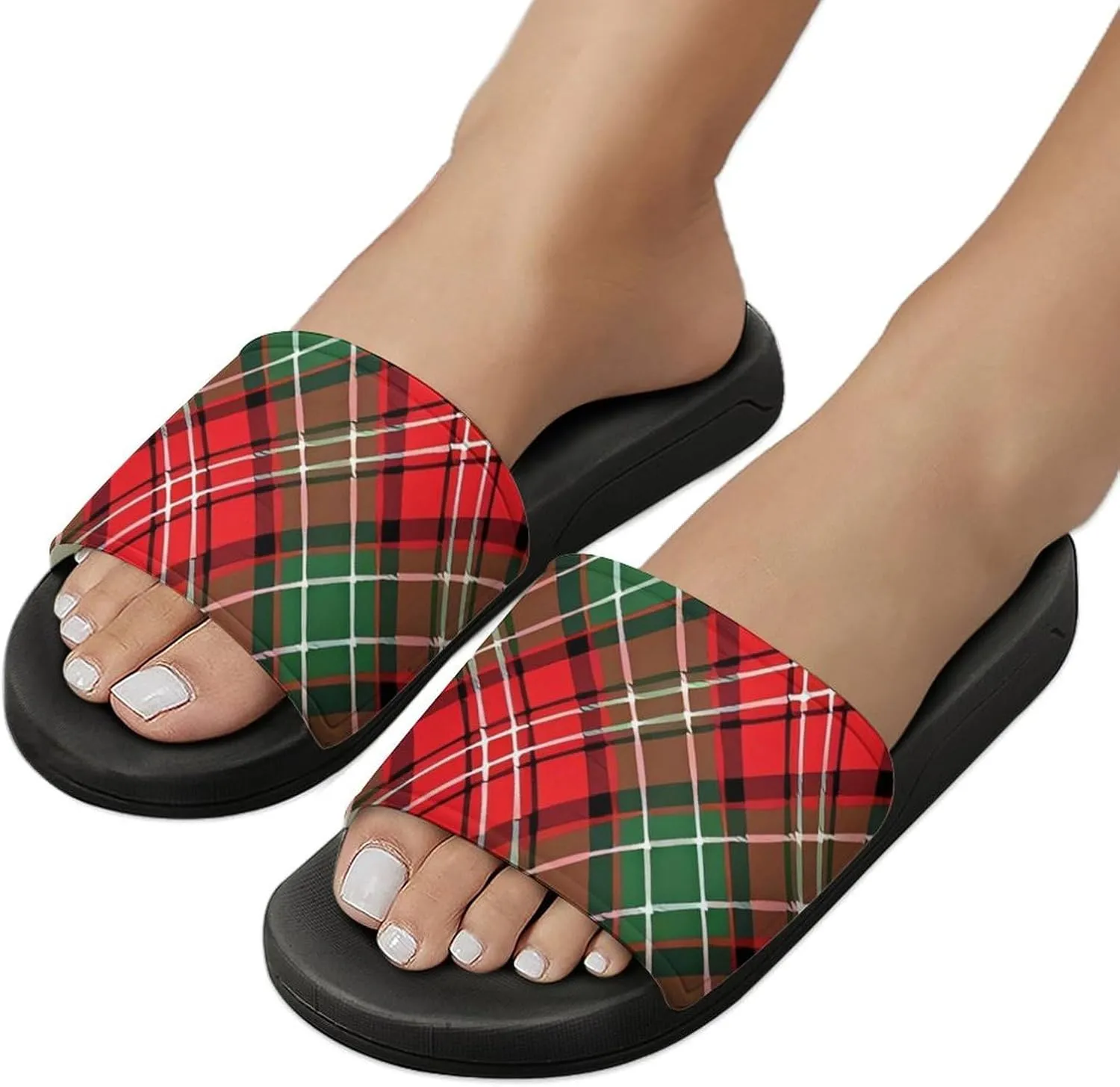Plaid PVC Sandals Man's Womens Casual Slippers House Lightweight Loafers Comfortable Wear Beach Open Toe