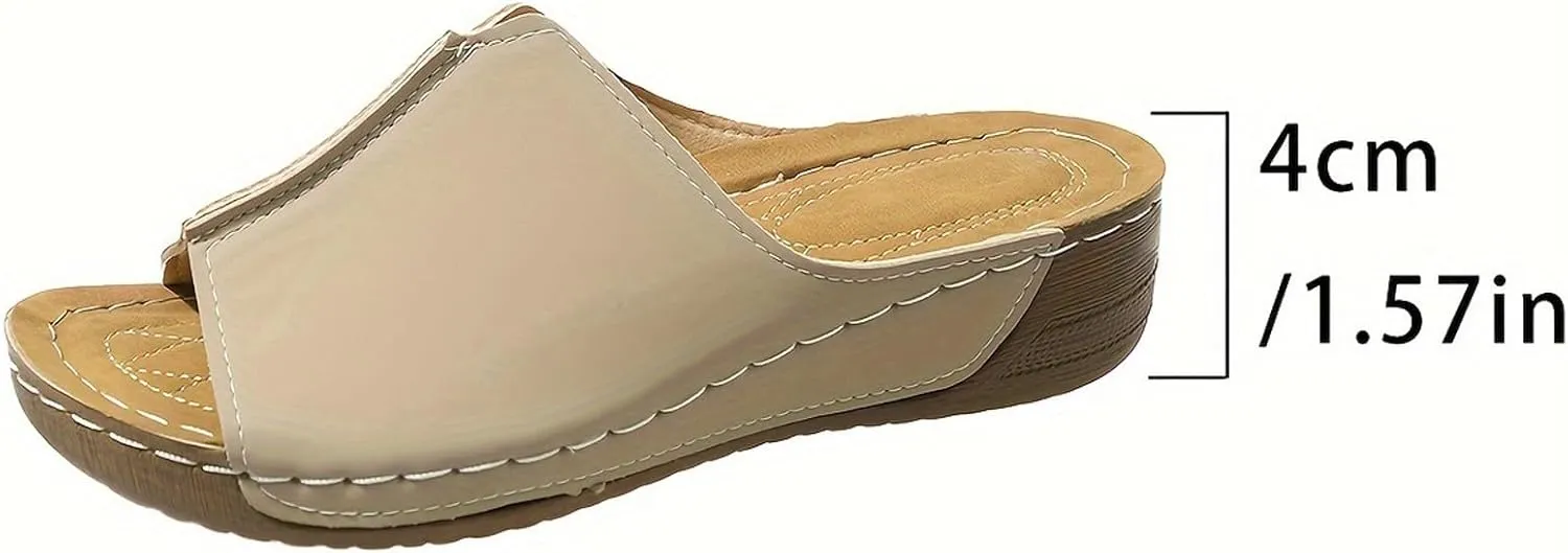 Platform Sandals for Women Wide Width Minimalist Peep Toe Slip On Summer Casual Shoes Womens Shoes