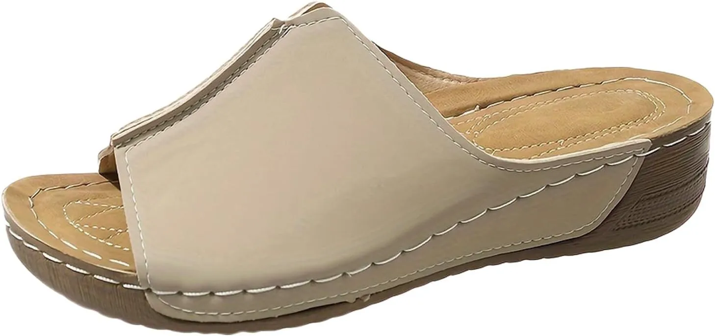 Platform Sandals for Women Wide Width Minimalist Peep Toe Slip On Summer Casual Shoes Womens Shoes