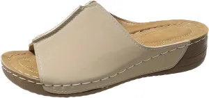 Platform Sandals for Women Wide Width Minimalist Peep Toe Slip On Summer Casual Shoes Womens Shoes