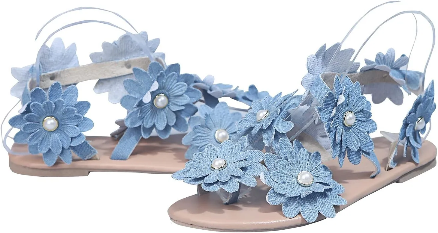 Sandals for Women Dressy Summer, Sandals for Women Flower Shoes Slippers Flat Summer Open Toe Comfy Beach Sandals