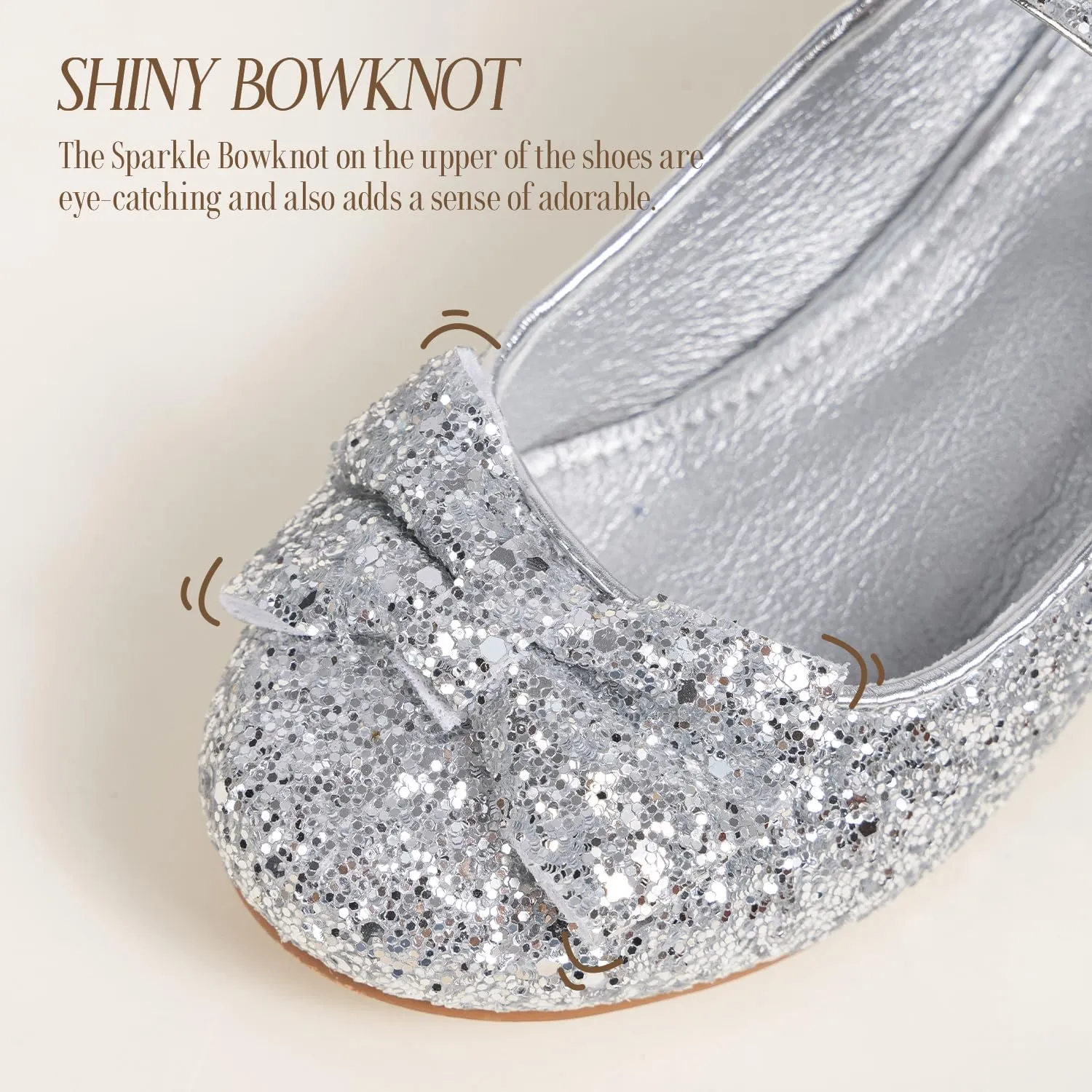 Sawimlgy Girls Sparkle Dress Shoes Toddler Glitter Princess Heels Kids Bows Mary Jane Girl Shoes for Wedding Party Dance Costume Easter