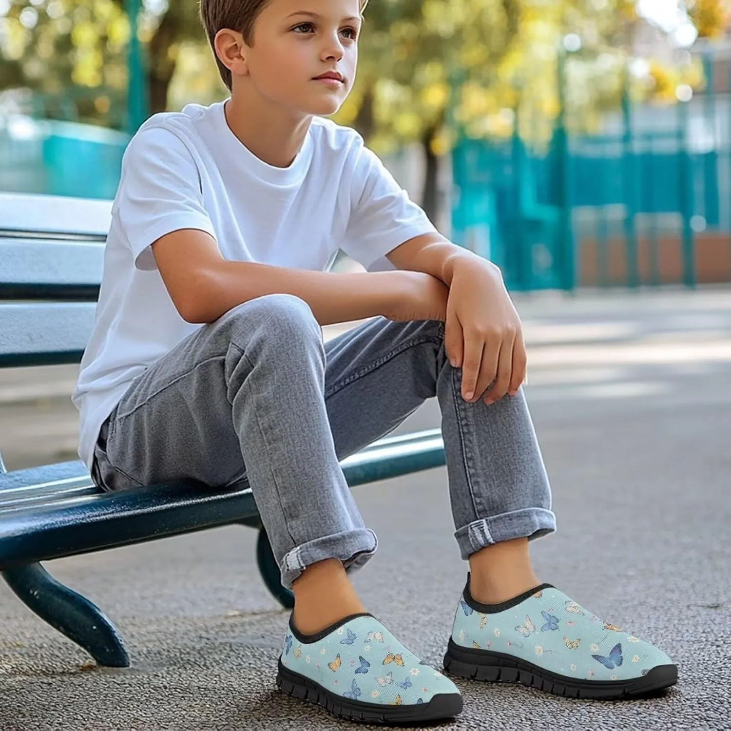 Skateboard Shoes for Boys Girls,Children's EVA Sole Low-Top Elastic Sneakers Slip On Flats Sneakers,Size 11 to 15