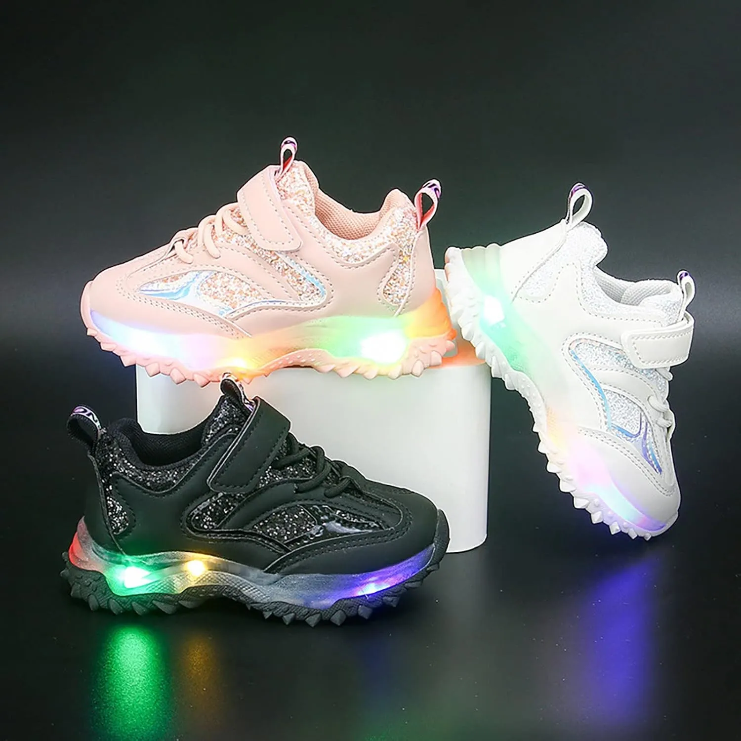 Slip On Light Up Boys and Girls Sneakers Kids Lightweight Athletic Light Up Shoes Tennis Shoes for Toddler Boys