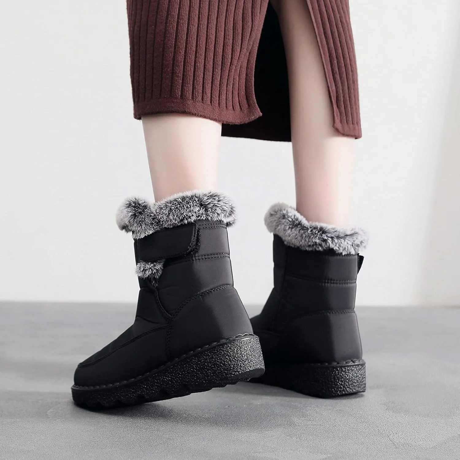 Snow Boots for Women Couple Models Men And Women Anti-Leveling Heel Warm Winter Paste With Mid-Calf Snow Boots Shoes
