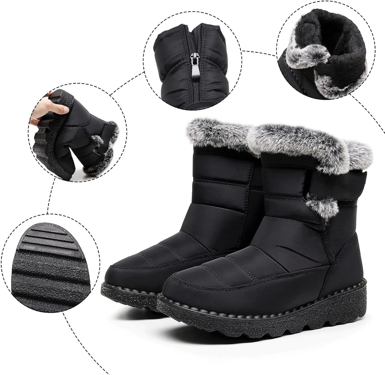 Snow Boots for Women Couple Models Men And Women Anti-Leveling Heel Warm Winter Paste With Mid-Calf Snow Boots Shoes