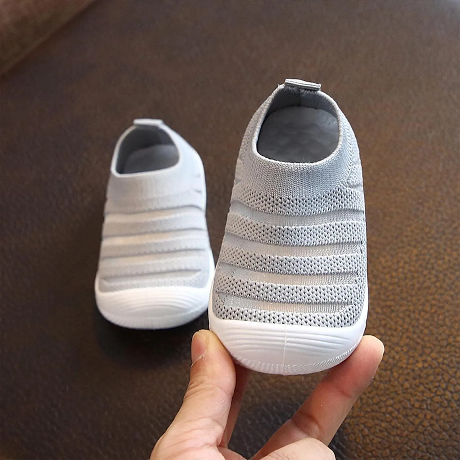 Summer and Autumn Cute Girls Flying Woven Mesh Breathable Flat Solid Color Slip On Comfortable Girls Size 1