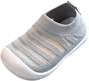 Summer and Autumn Cute Girls Flying Woven Mesh Breathable Flat Solid Color Slip On Comfortable Girls Size 1