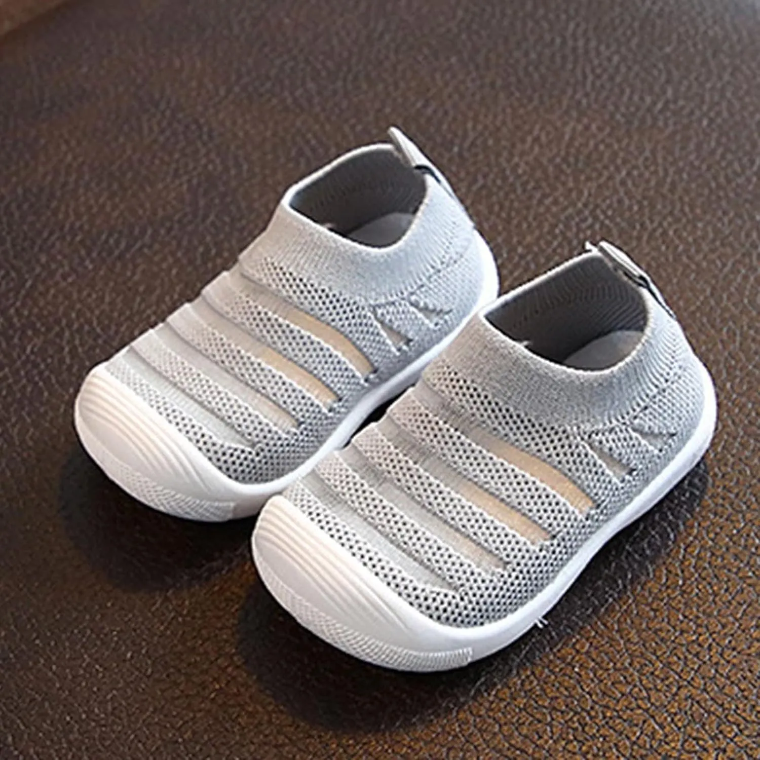 Summer and Autumn Cute Girls Flying Woven Mesh Breathable Flat Solid Color Slip On Comfortable Girls Size 1