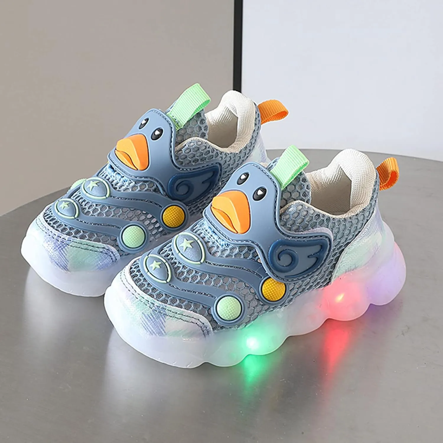 Toddler Boy Light Up Sneakers with Laces Baby Boys Sport Shoes Kids Outdoor Tennis Running Breathable Shoes