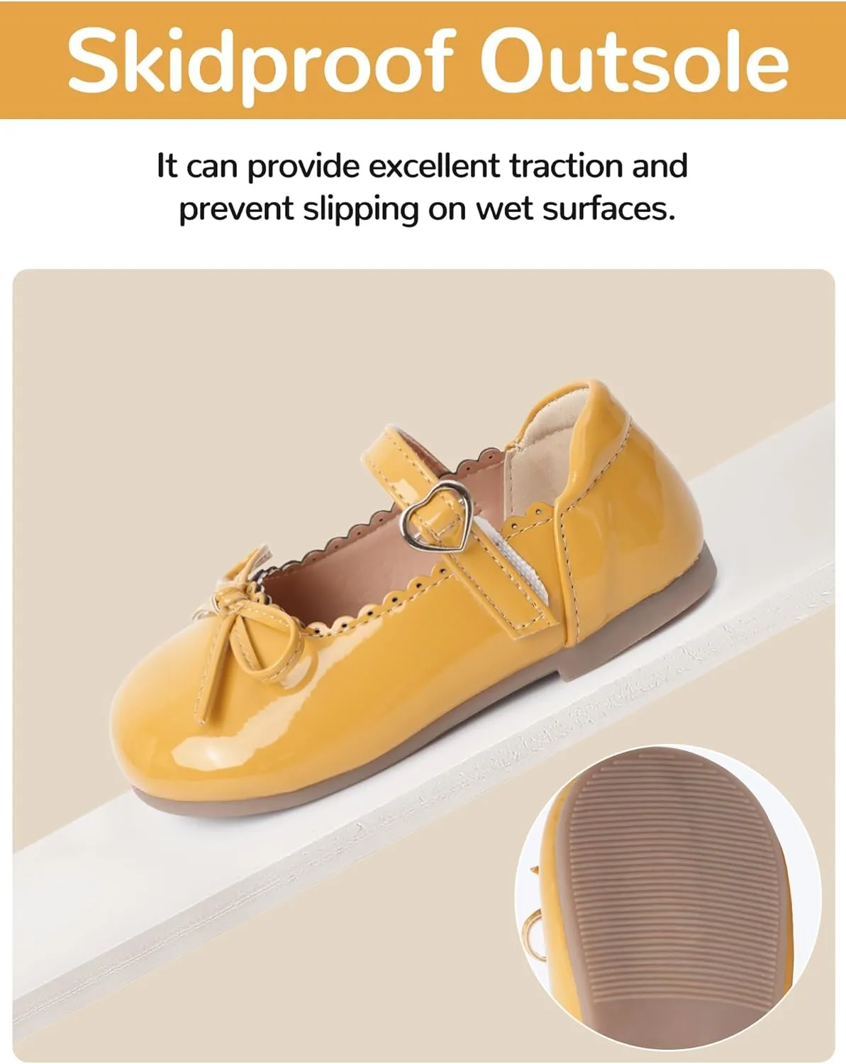Toddler Girls Mary Jane Flats with Bow Shiny PU Leather Princess Shoes Breathable Non-Slip Ballet Shoes 4-13