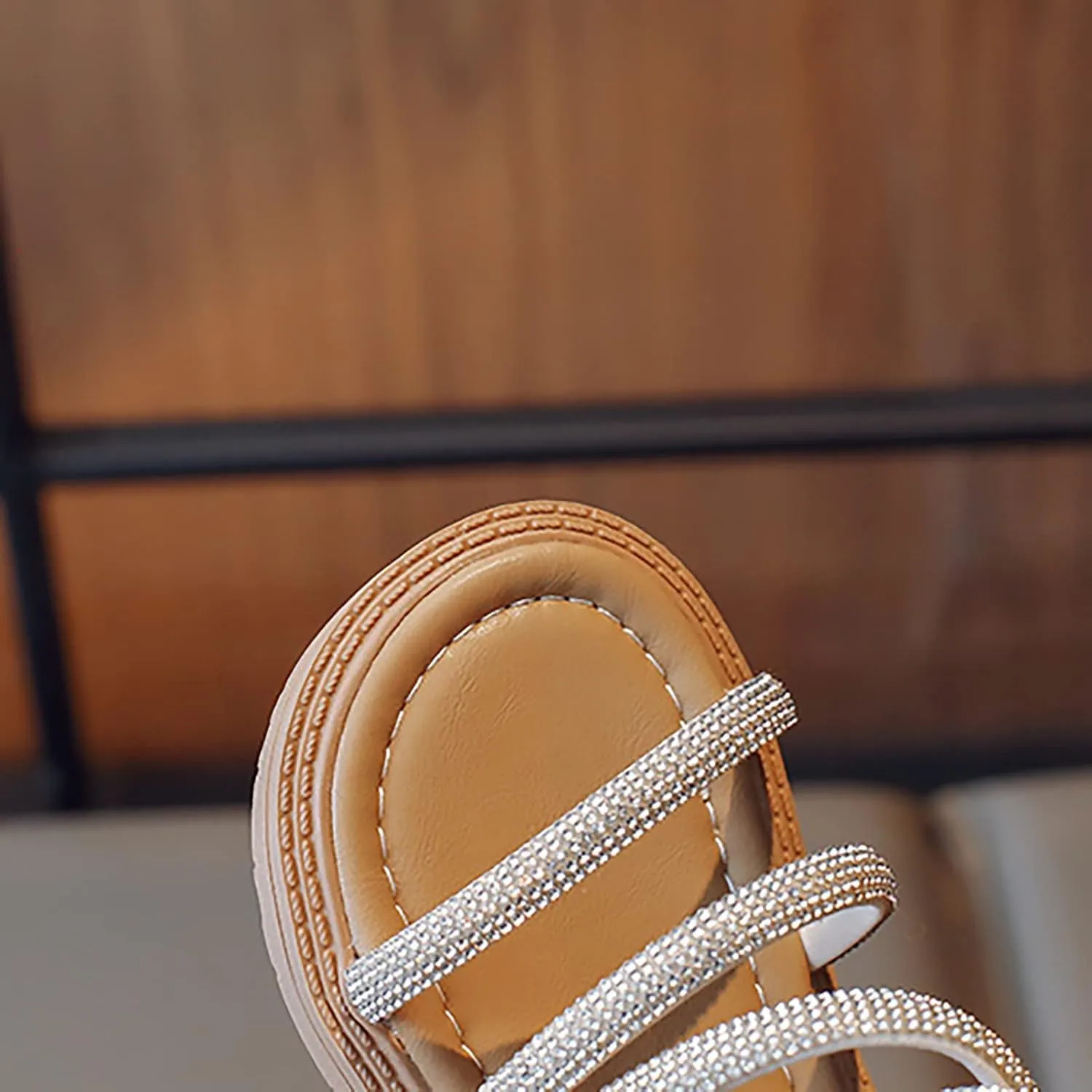 Toddler Kid Girl Casual Rome Sandal Rubber Soft Sole Ankle Strap Zipper Princess Low Heel ladiator Flat Shoe