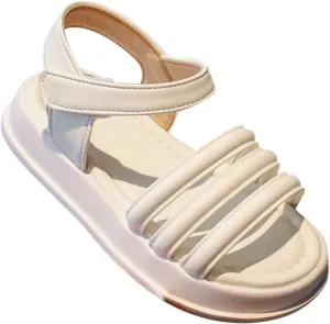Toddler Kids Girl Leather Soft Princess Flat Shoes Slip-On Open Toe Sandals Non-Slip Soft Rubber Sole Shoes