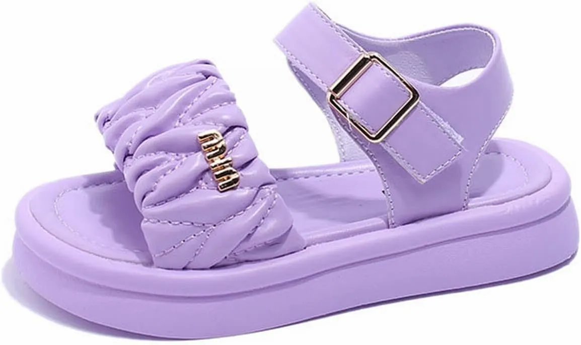 Toddler Kids Girl Wedge Sandals Soft Rubber Platform Open Toe Solid Color Soft Rubber Sole Dress Water Shoes