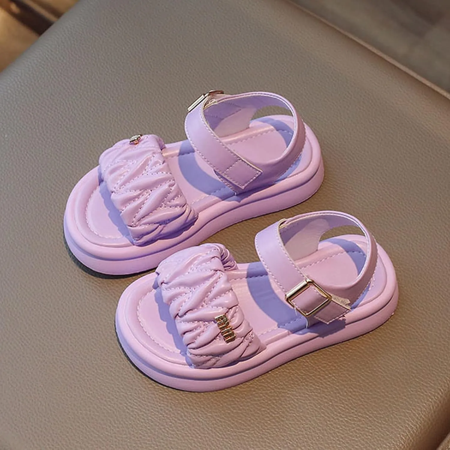 Toddler Kids Girl Wedge Sandals Soft Rubber Platform Open Toe Solid Color Soft Rubber Sole Dress Water Shoes