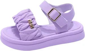 Toddler Kids Girl Wedge Sandals Soft Rubber Platform Open Toe Solid Color Soft Rubber Sole Dress Water Shoes