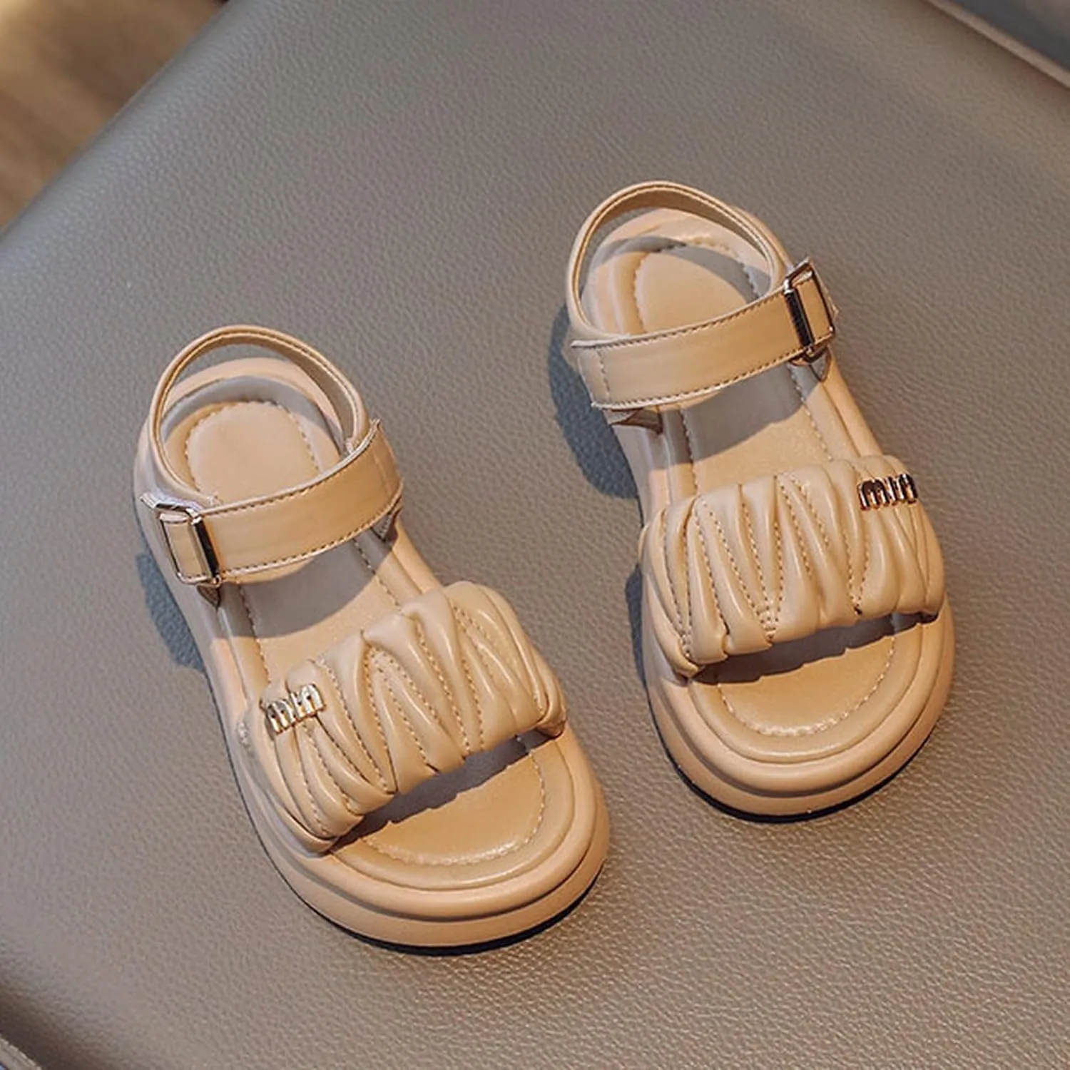 Toddler Kids Girl Wedge Sandals Soft Rubber Platform Open Toe Solid Color Soft Rubber Sole Dress Water Shoes