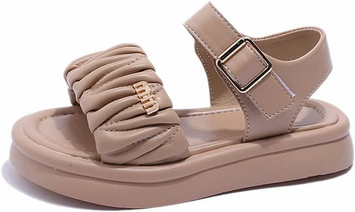 Toddler Kids Girl Wedge Sandals Soft Rubber Platform Open Toe Solid Color Soft Rubber Sole Dress Water Shoes