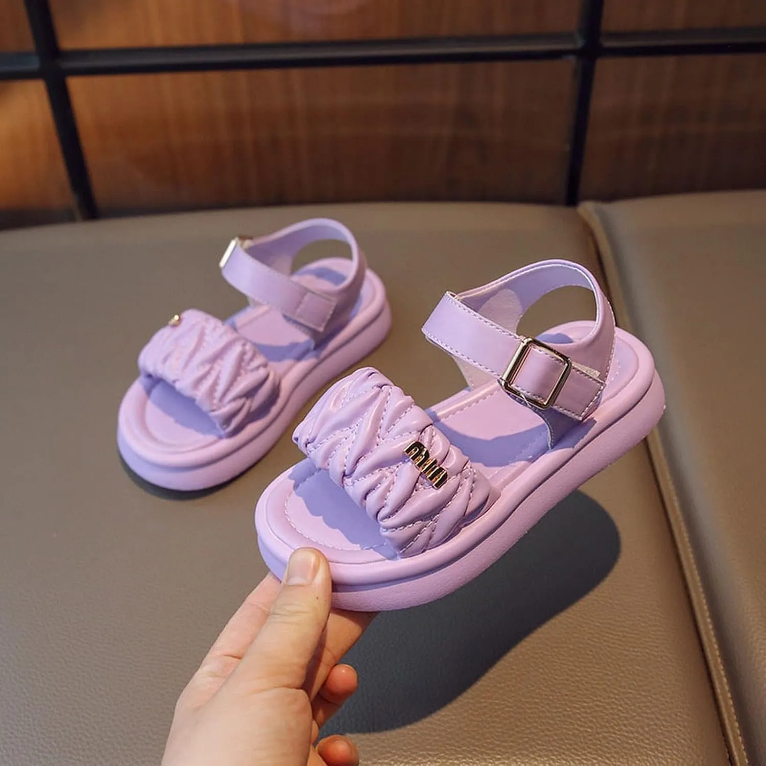 Toddler Kids Girl Wedge Sandals Soft Rubber Platform Open Toe Solid Color Soft Rubber Sole Dress Water Shoes