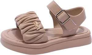 Toddler Kids Girl Wedge Sandals Soft Rubber Platform Open Toe Solid Color Soft Rubber Sole Dress Water Shoes