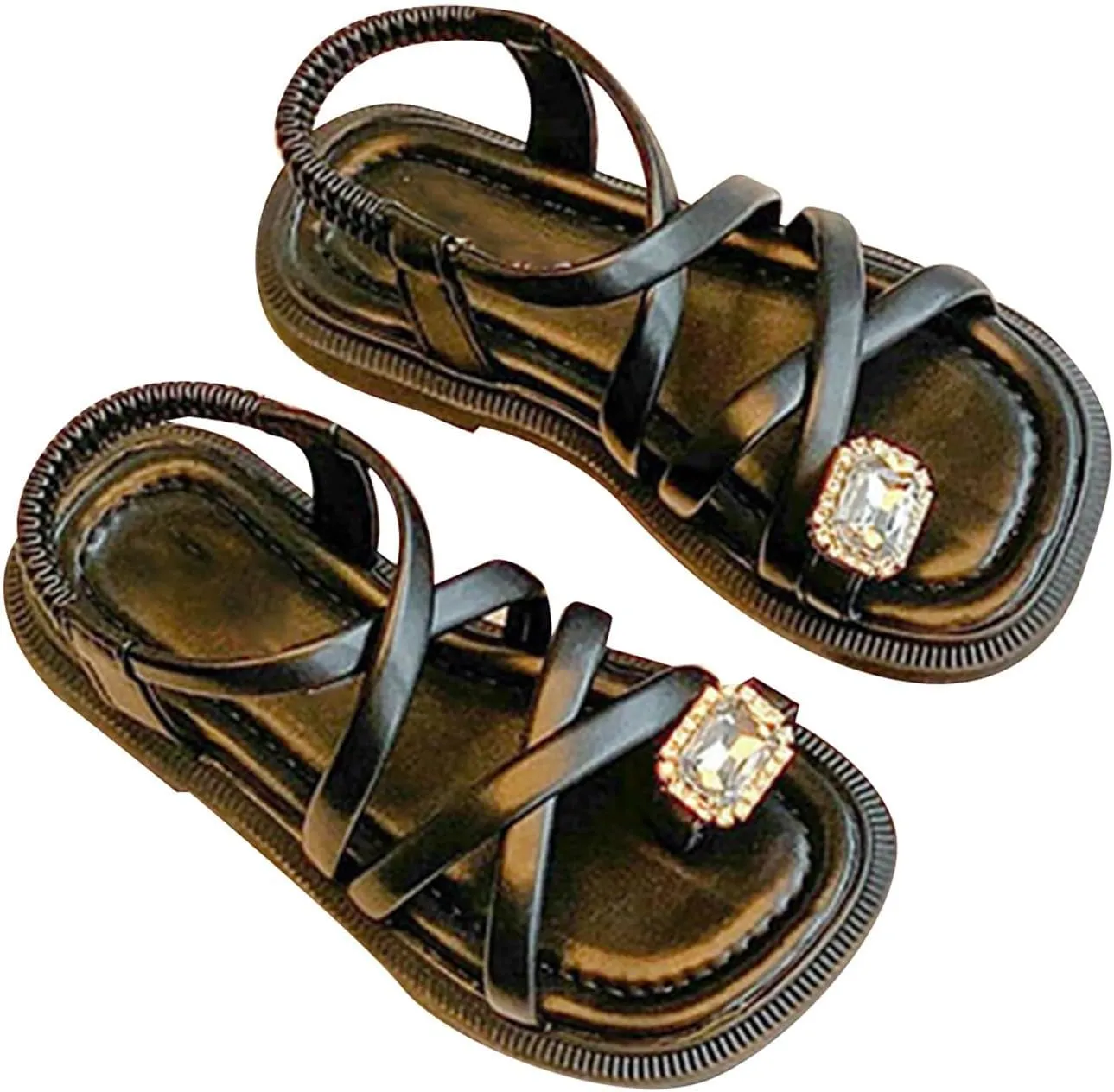 Toddler Kids Girls Split Toe Casual Drawstring Sandals Open Toe No Heels Dress Strappy Design Rhinstone Shoes