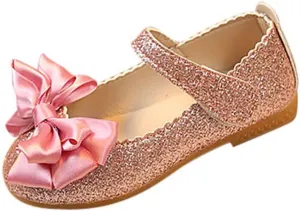Toddler Little Girls Ballet Mary Jane Flats Bowknot Glitter Ballerina Wedding Dress Shoes Party Shoes