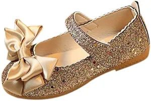 Toddler Little Girls Ballet Mary Jane Flats Bowknot Glitter Ballerina Wedding Dress Shoes Party Shoes