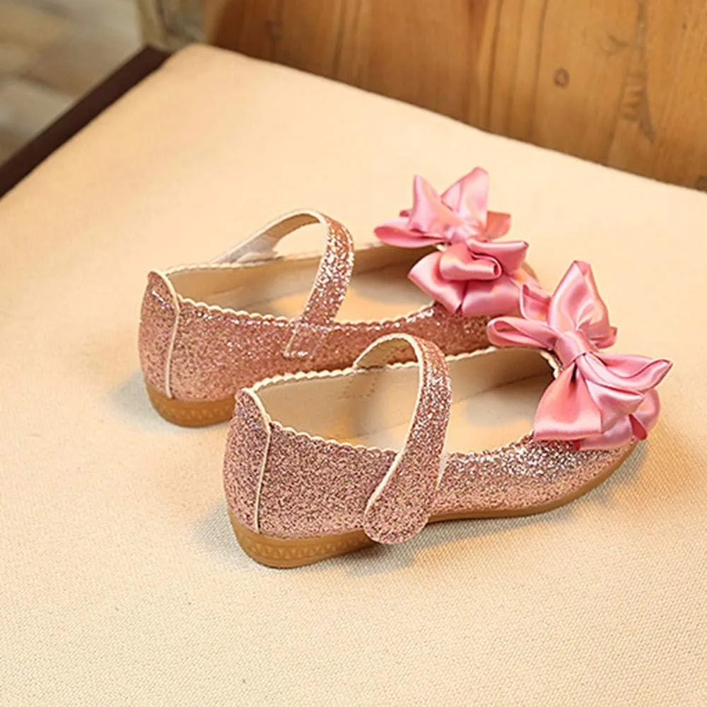 Toddler Little Girls Ballet Mary Jane Flats Bowknot Glitter Ballerina Wedding Dress Shoes Party Shoes