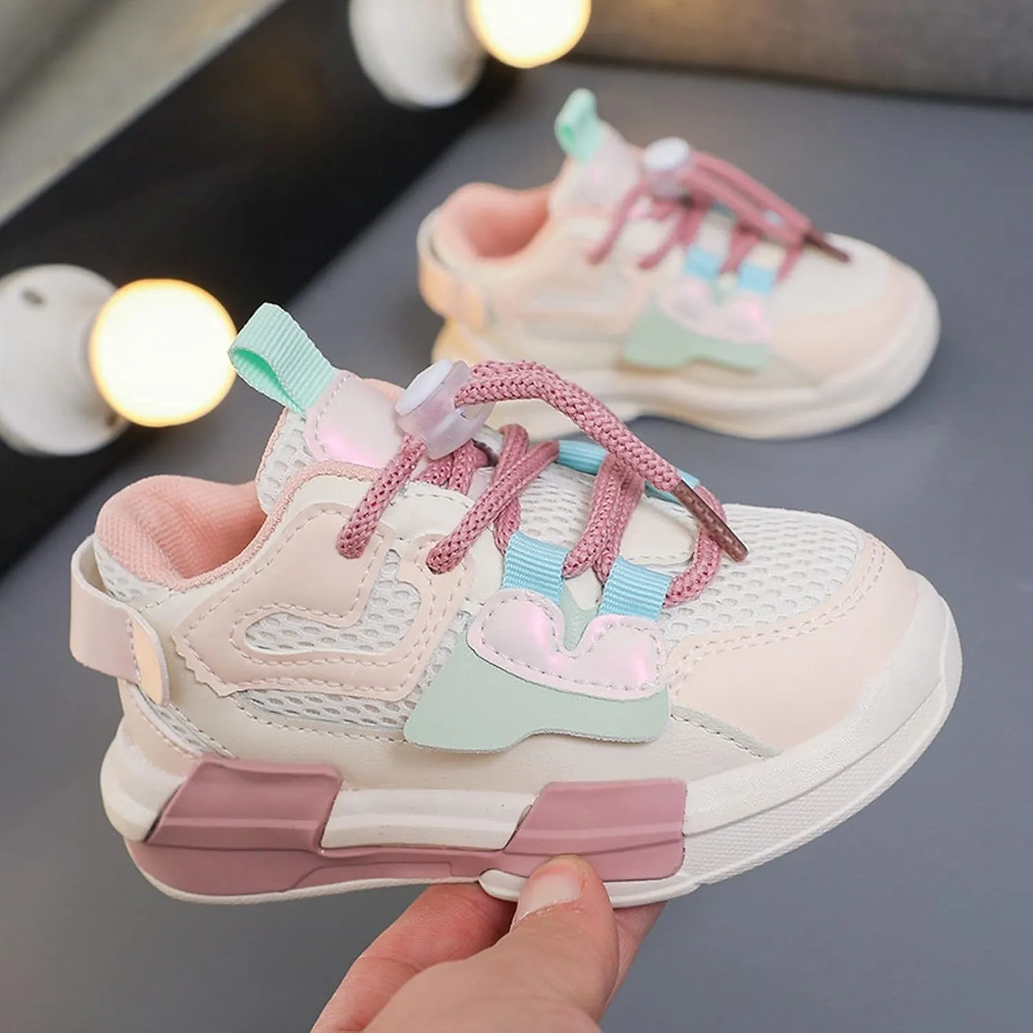Toddler Mesh Breathable Sneaker Lace-Up Baby Infant First Walking Sport Shoes Baby Boys Outdoor Non Slip Fashion Shoes