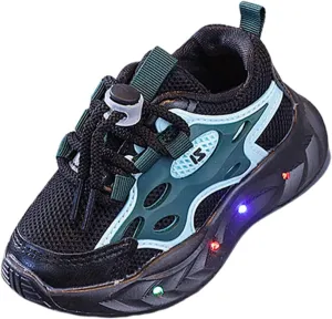 Toddler Mesh Breathable Sneaker with Led Light Up Kids Girls Boys Outdoor Slip On First Walking Sport Shoes Infant Shoes
