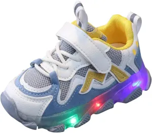 Toddler Tennis Breathable Cozy Sneaker with Lights Baby Girls Boys Led Mesh Flat Shoes Running Lightweight Sport Shoes